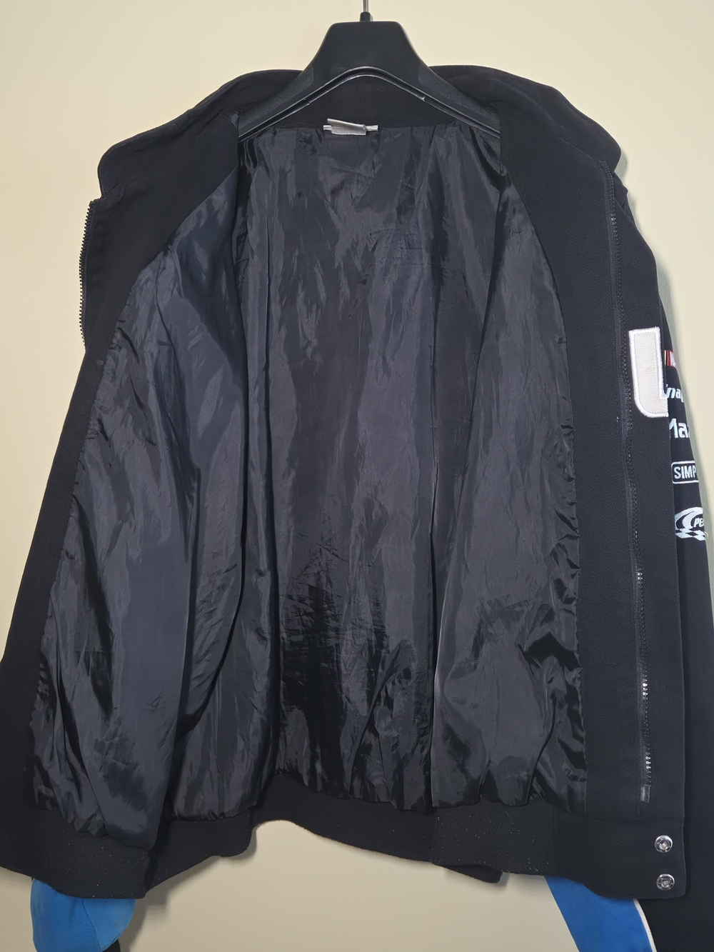 Black & Blue Racing-Style Bomber Jacket - Picture 5 of 9